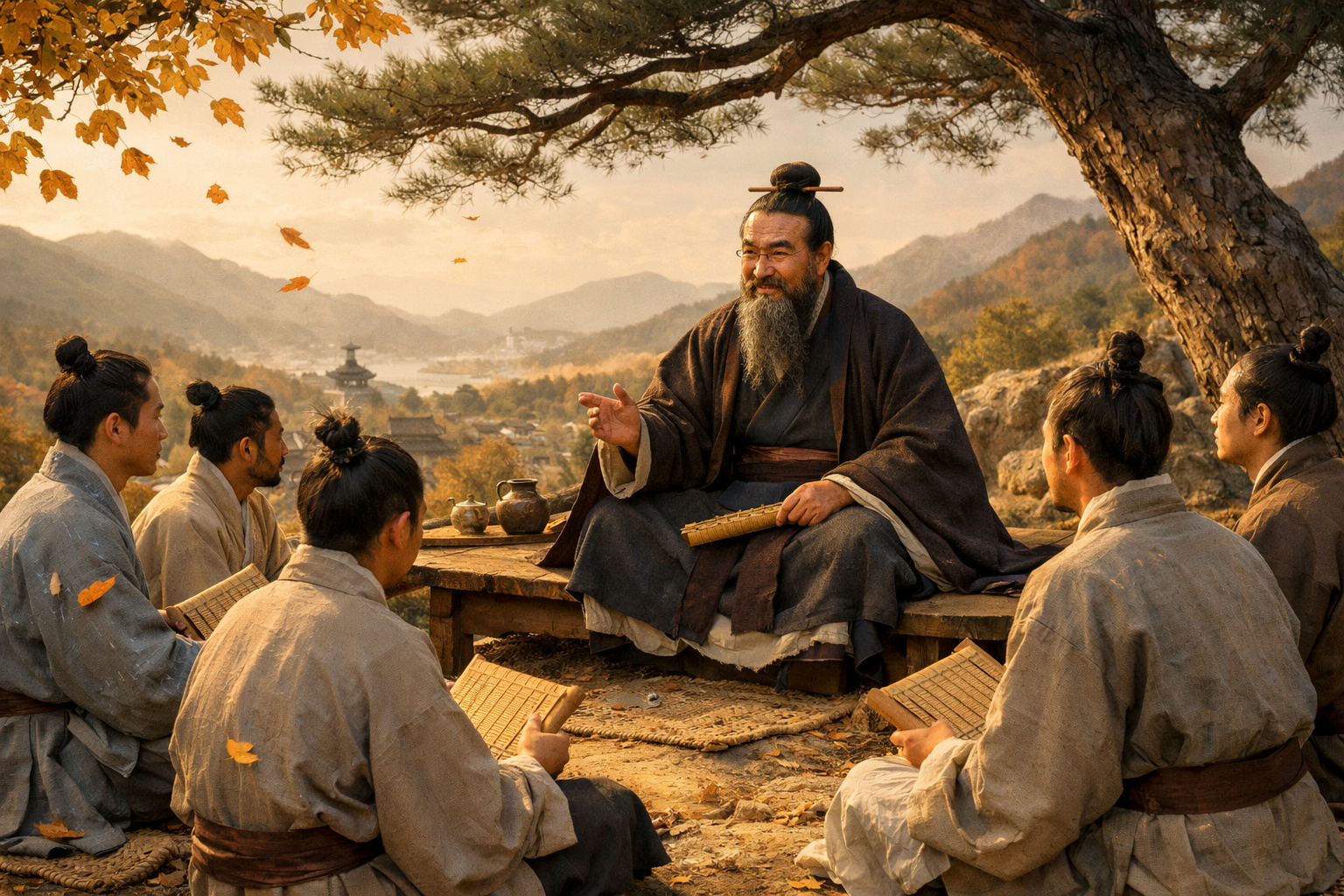 Confúcio ensinando discípulos