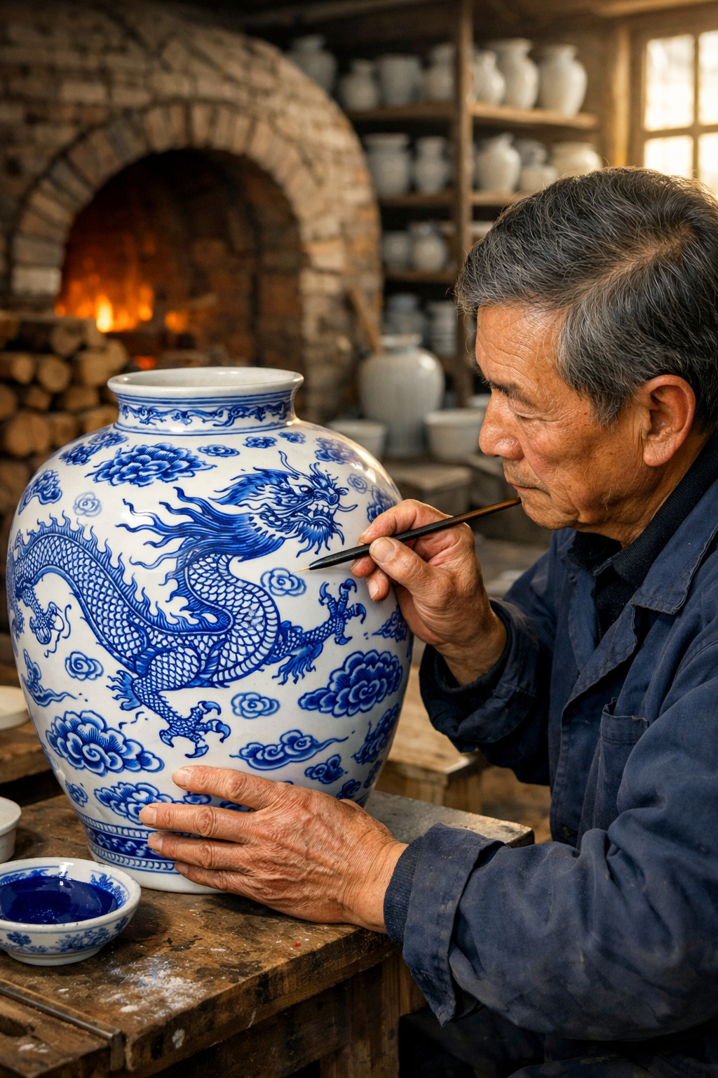 Porcelana chinesa azul e branca